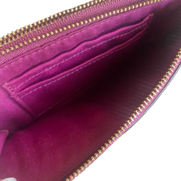 COACH Fuchsia Pebbled Leather Double Corner Zip Wristlet Bag Wallet Hang Tag - Picture 8 of 12